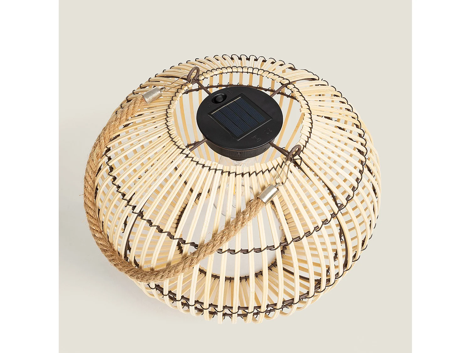 Lampe à Poser LED Extérieure Solaire Rotin Sirpur Naturel