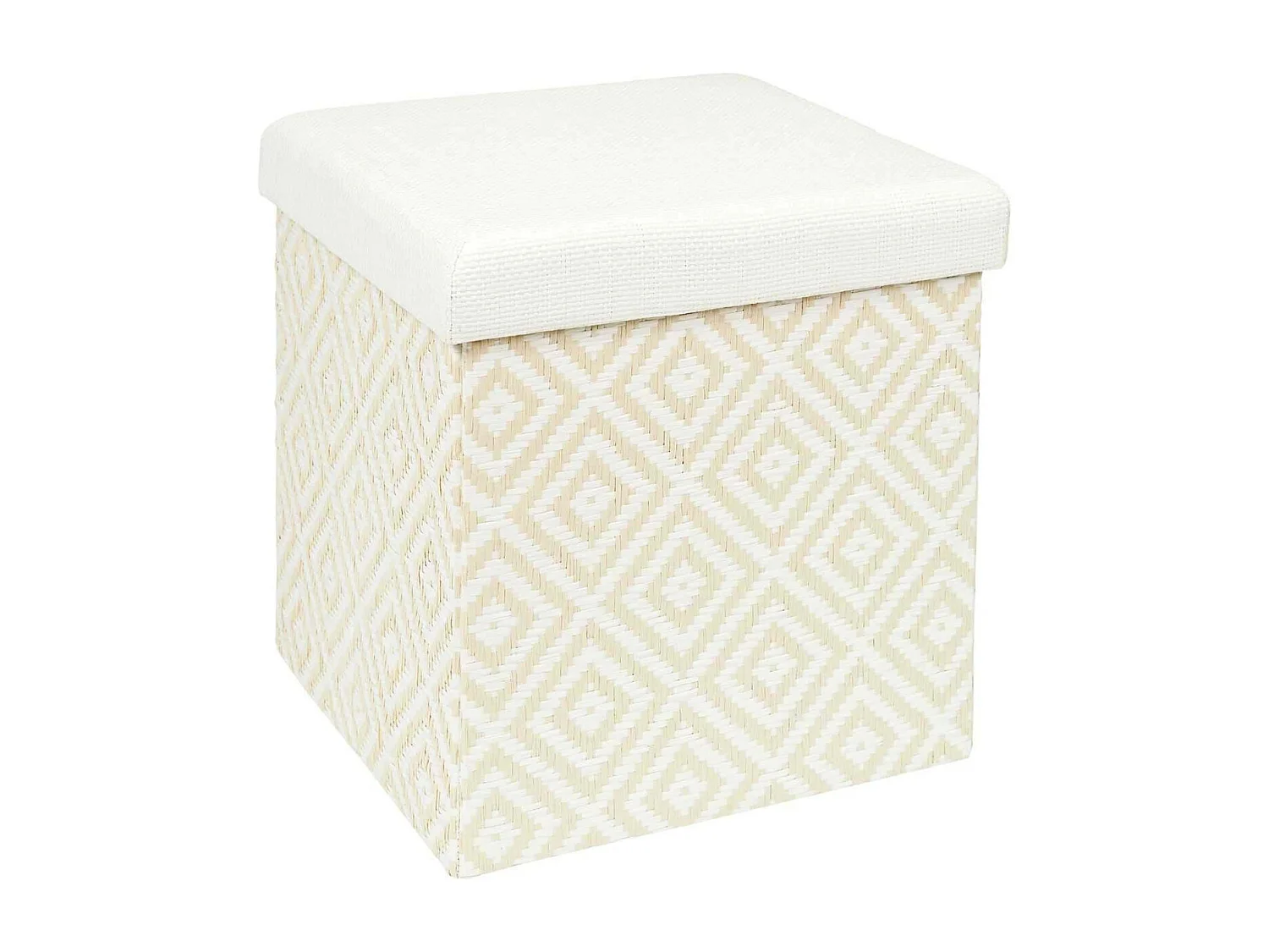 Pouf Coffre Pliable "Tressé" 38cm Blanc