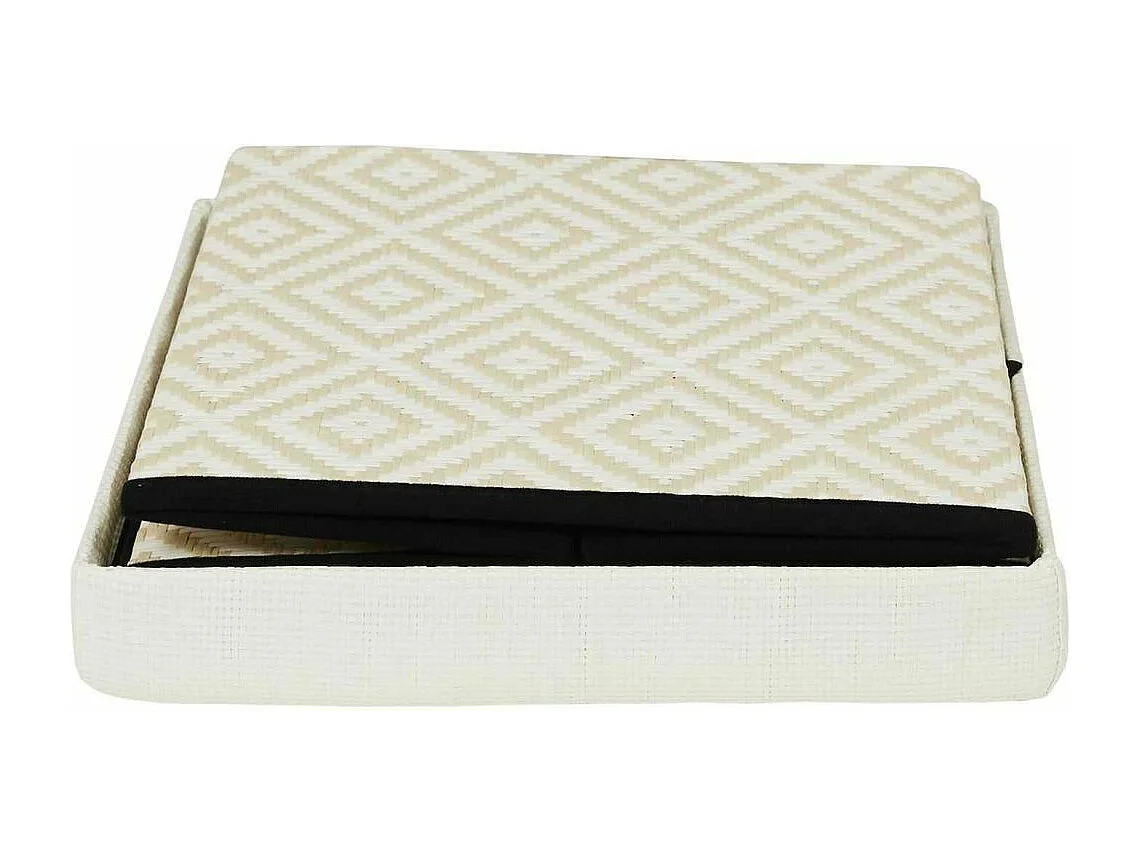 Pouf Coffre Pliable "Tressé" 38cm Blanc