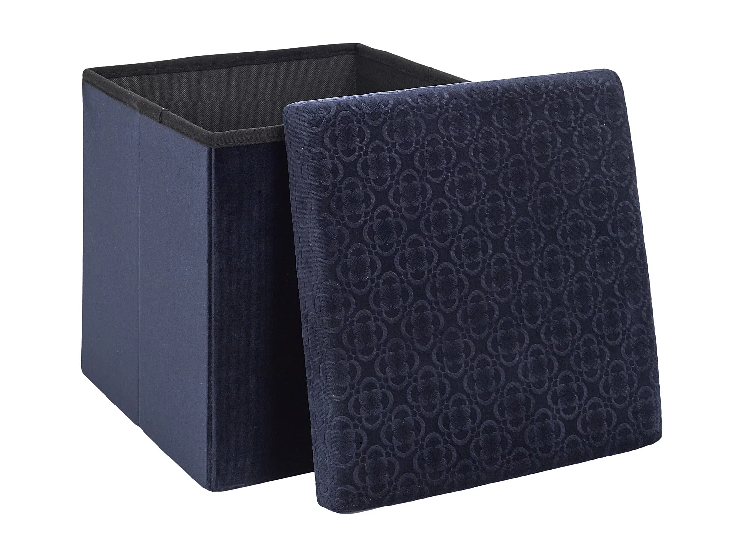 Coffre Pouf Pliable Retro Bleu Nuit Bleu