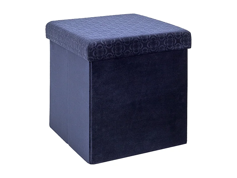 Coffre Pouf Pliable Retro Bleu Nuit Bleu
