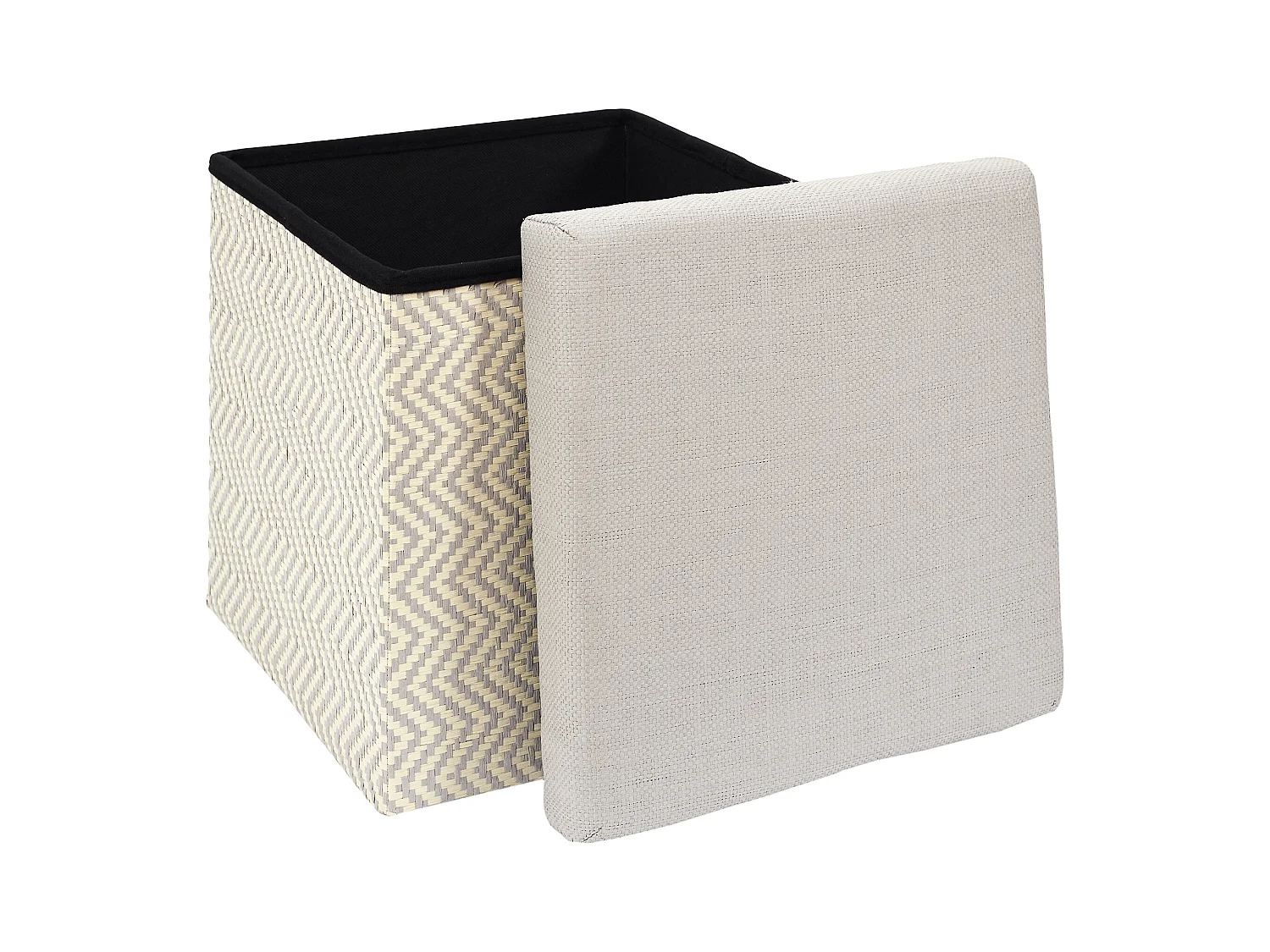 Coffre Pouf Pliable Tresse Gris Gris, Marron