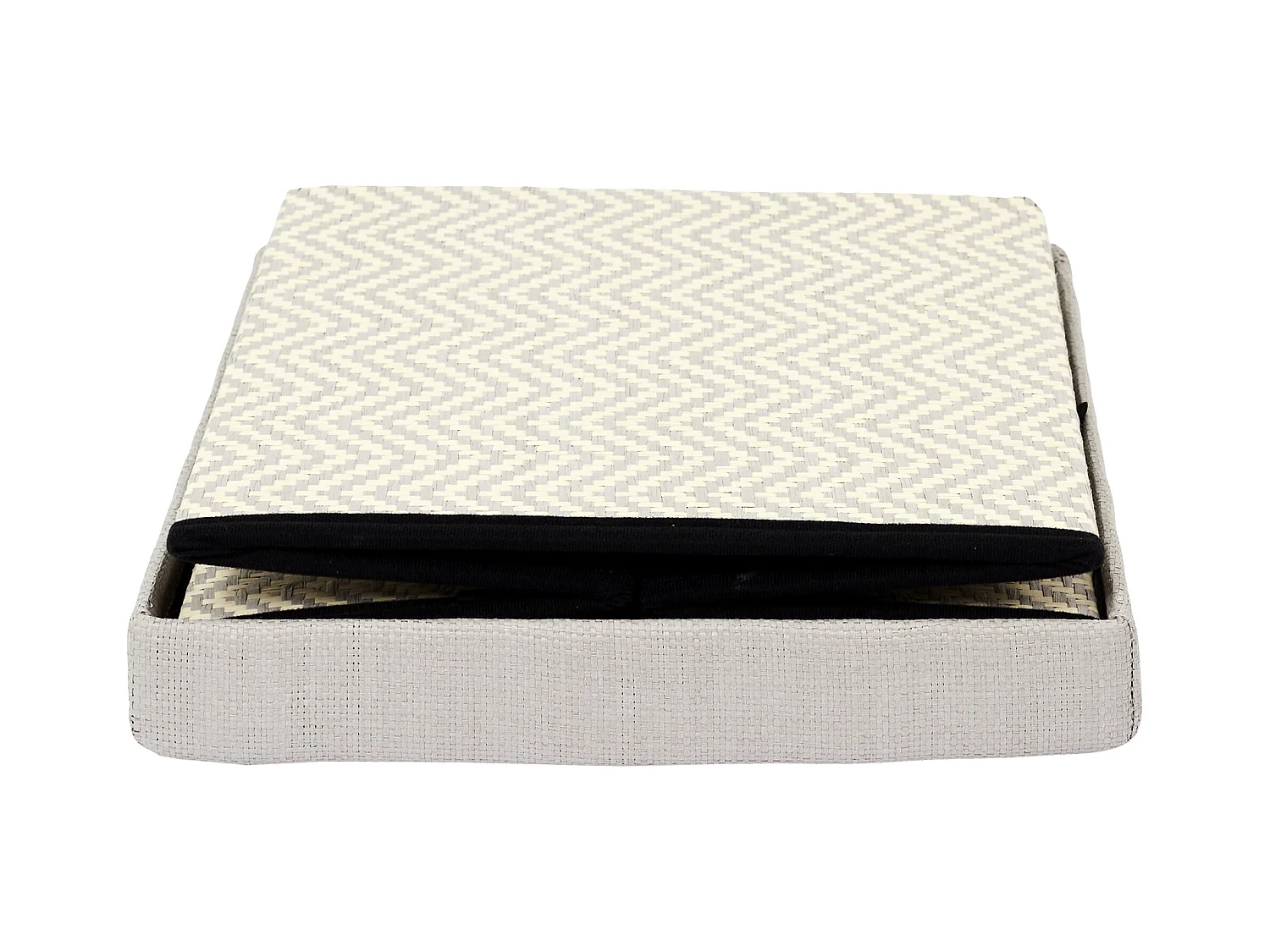 Coffre Pouf Pliable Tresse Gris Gris, Marron