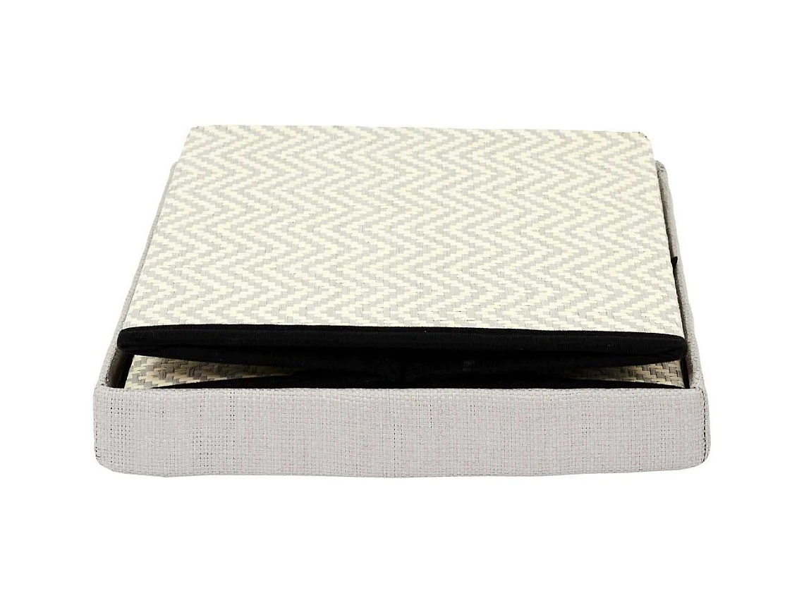 Coffre Pouf Pliable Tresse Gris Gris, Marron