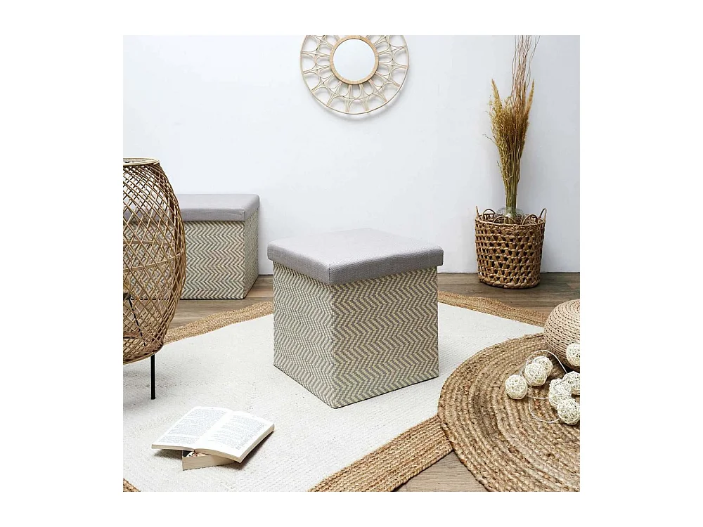 Coffre Pouf Pliable Tresse Gris Gris, Marron