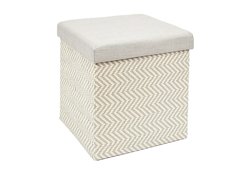 Coffre Pouf Pliable Tresse Gris Gris, Marron