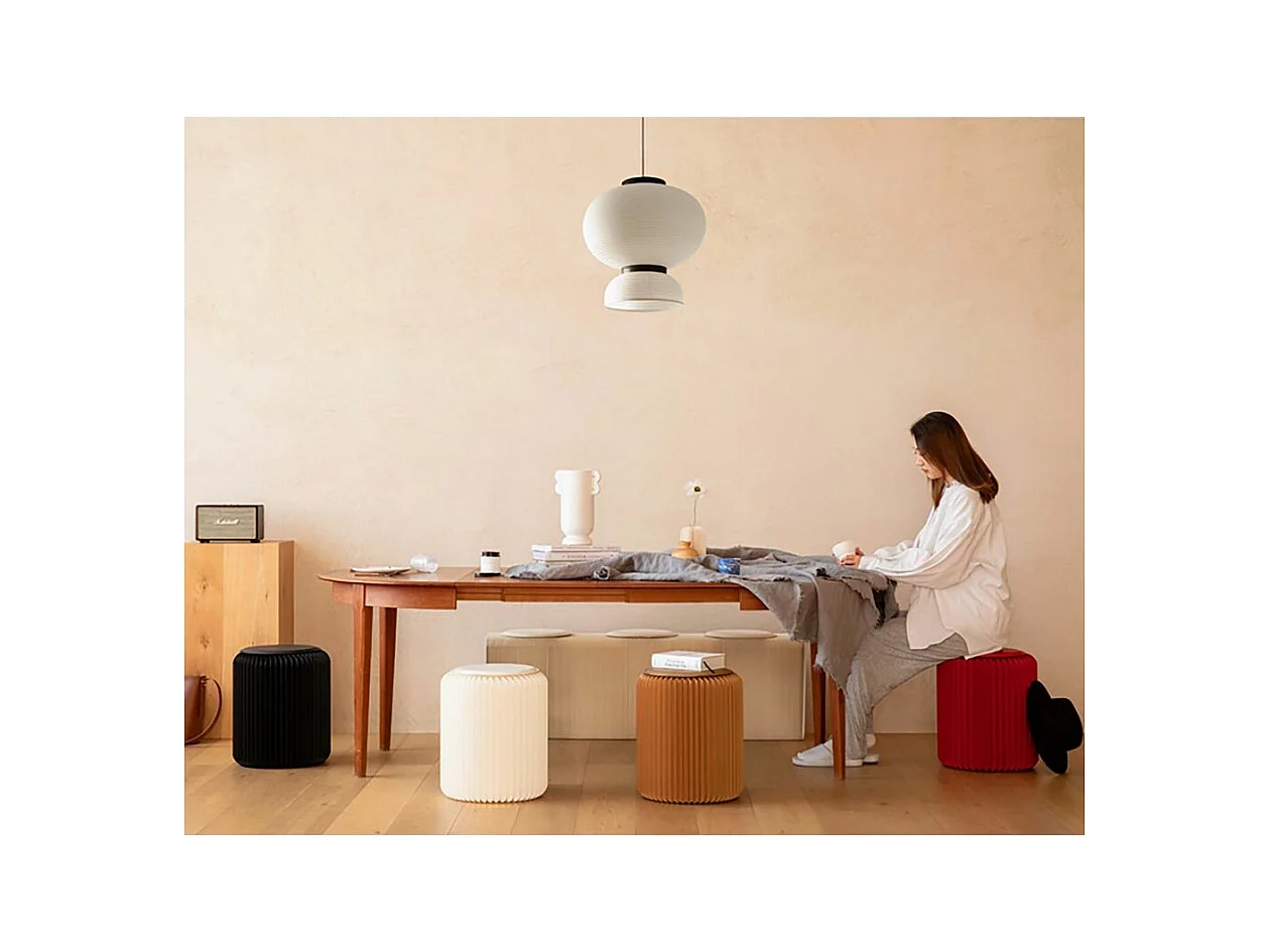 Pouf design en carton plié 35 cm