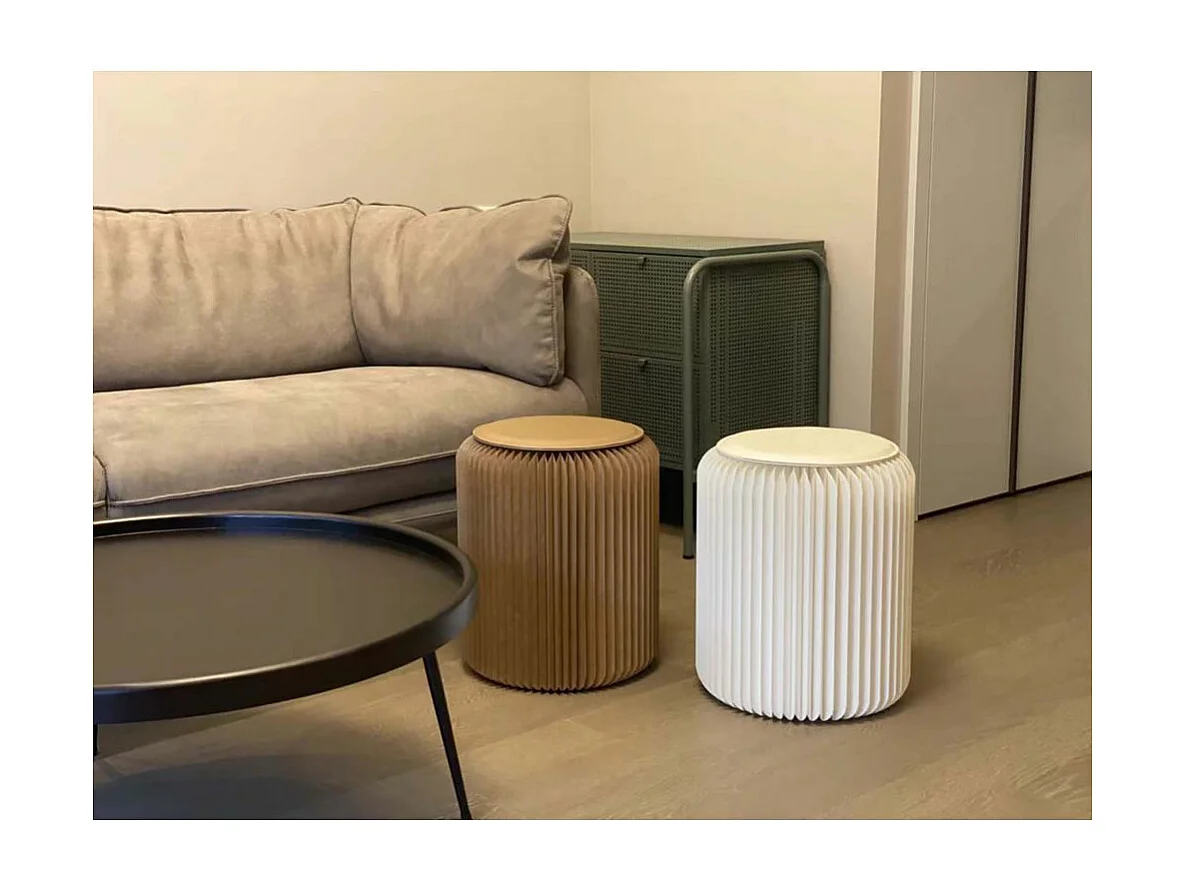 Pouf design en carton plié 35 cm