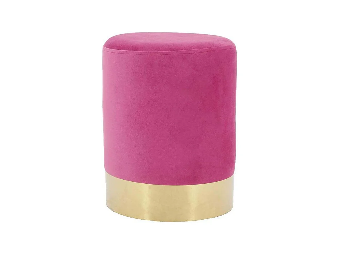 Pouf en velours et métal doré