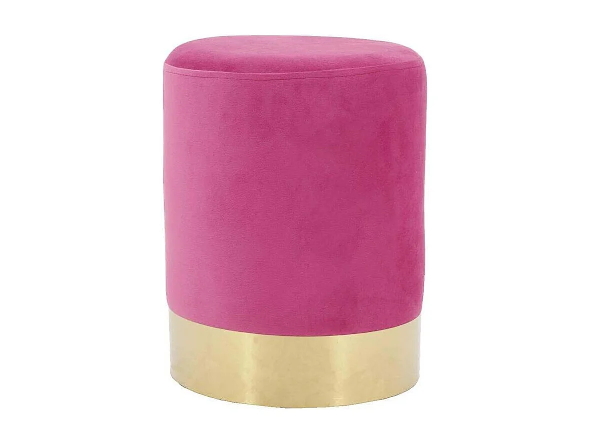 Pouf en velours et métal doré