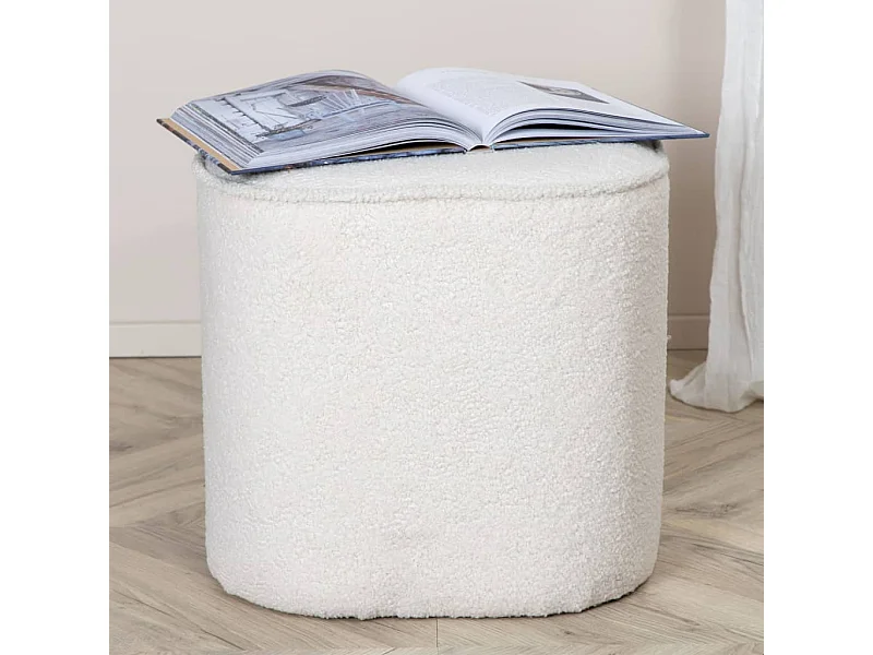 Pouf Piff 44x44x41 cm Teddy Blanc