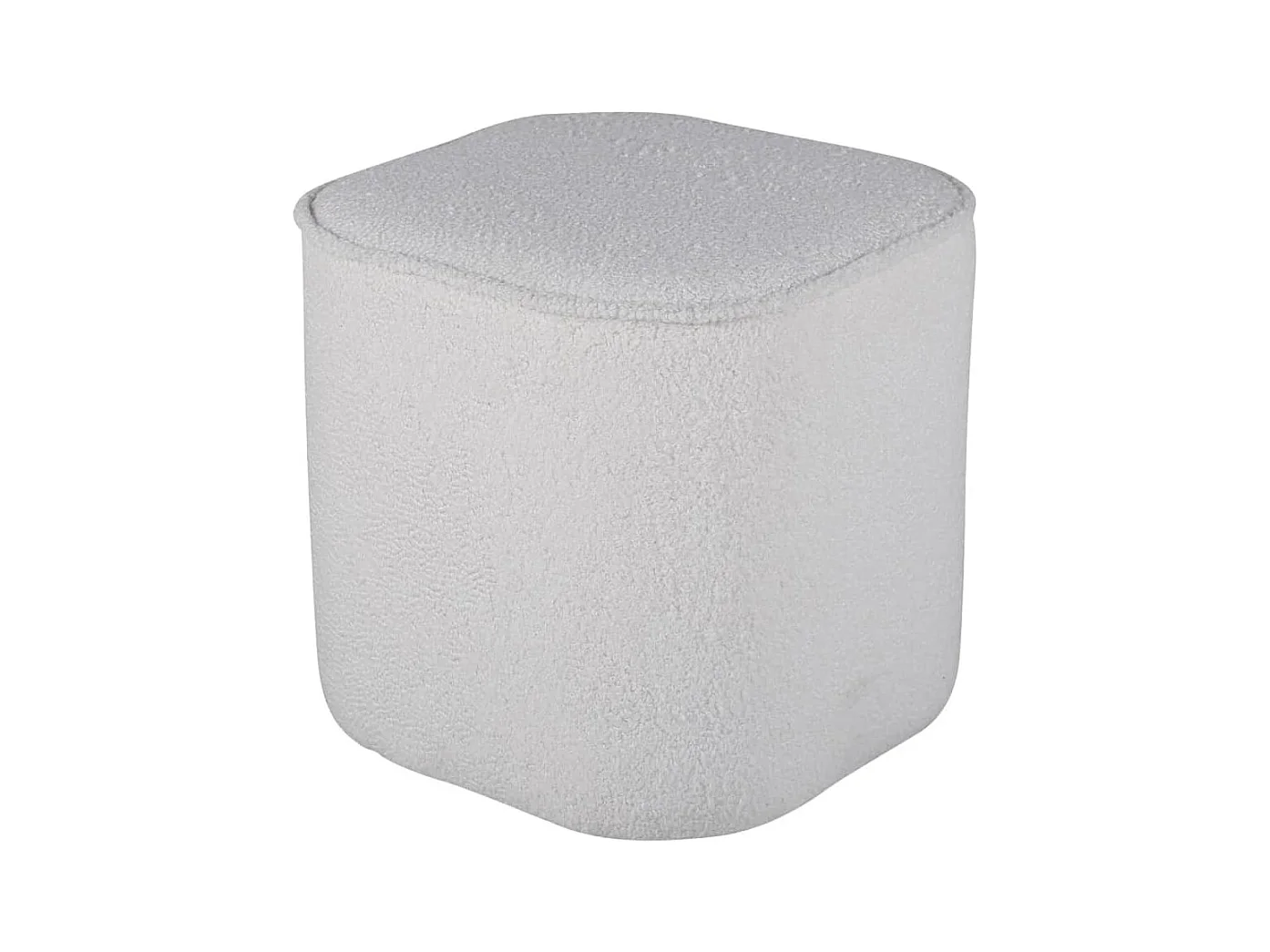 Piff poef, hocker Ø44cm teddystof wit.