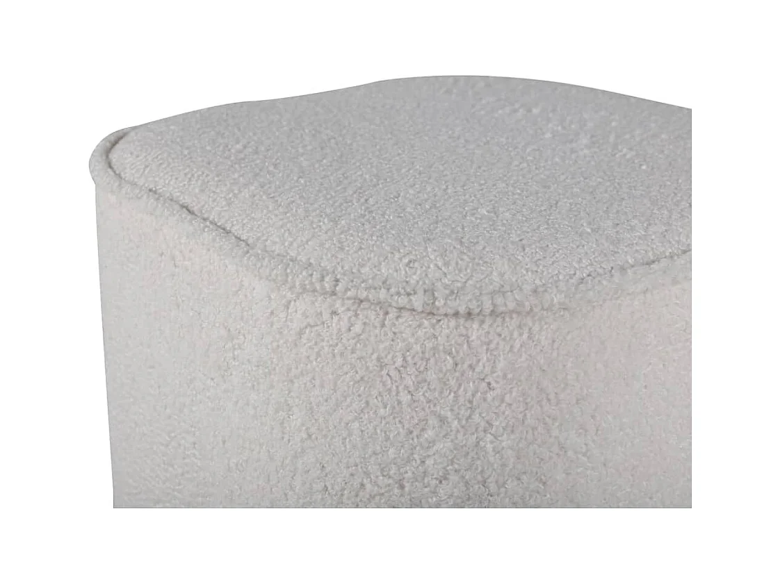 Piff poef, hocker Ø44cm teddystof wit.