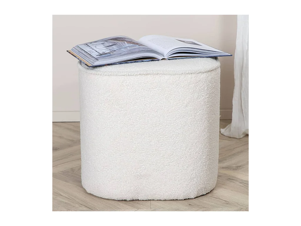 Pouf Piff 44x44x41 cm Teddy Blanc