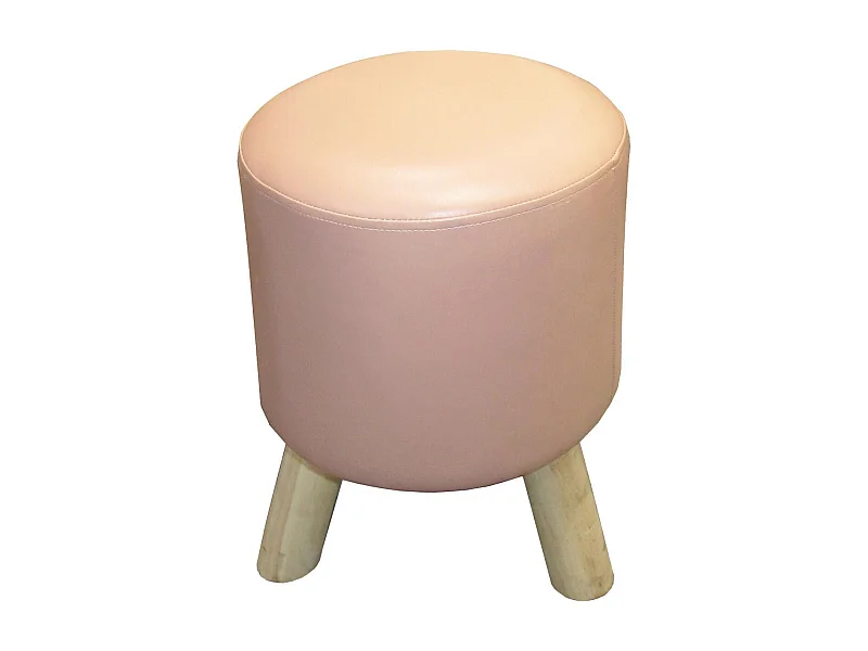 Pouf en polyéréthane piètement bois nude