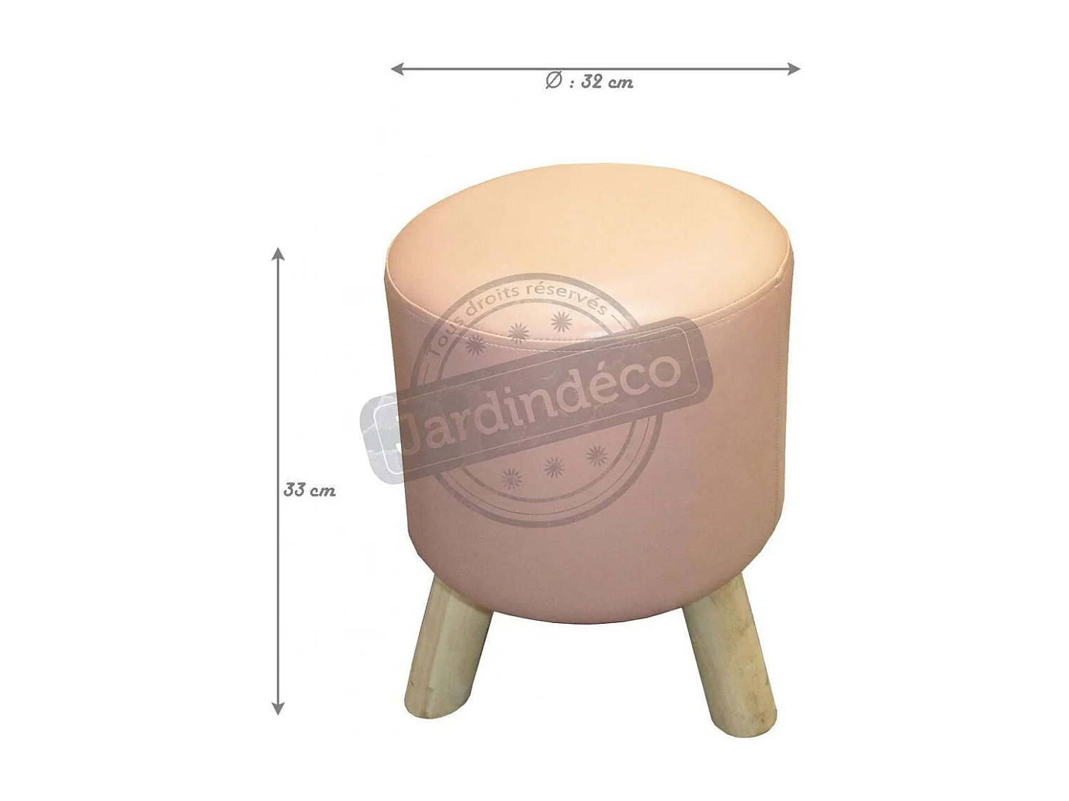 Pouf en polyéréthane piètement bois nude