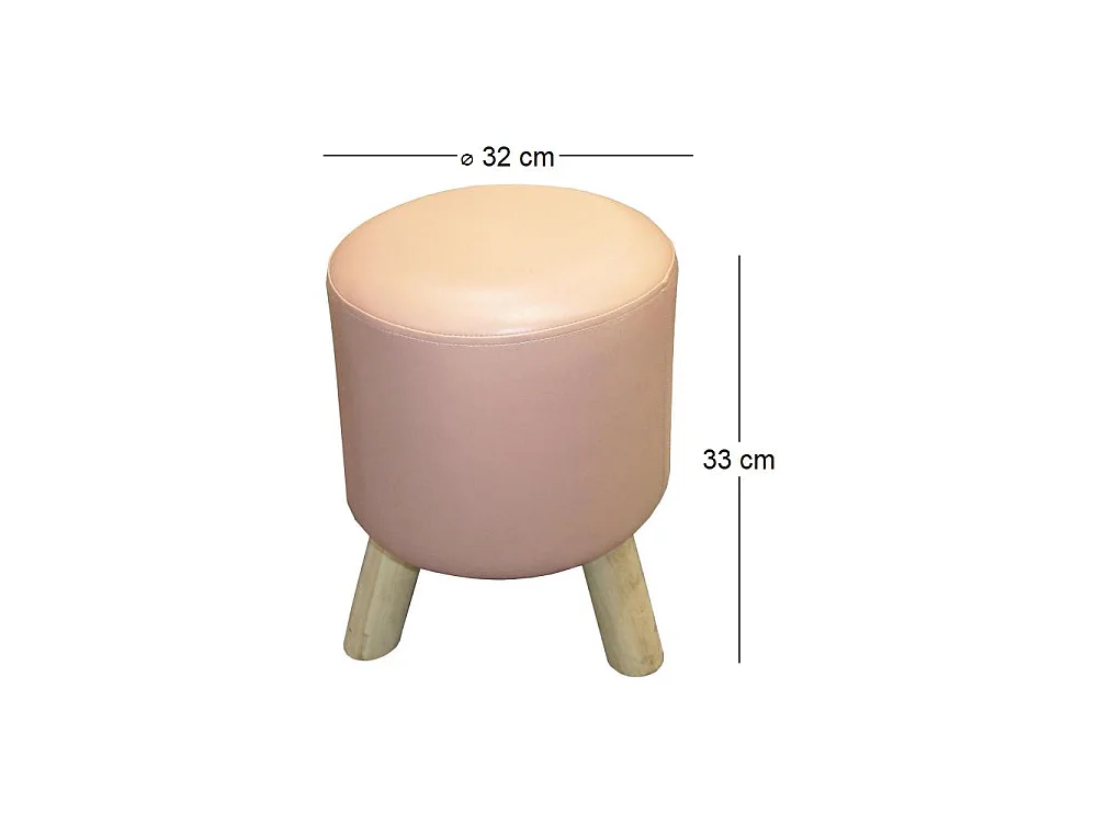 Pouf en polyéréthane piètement bois nude