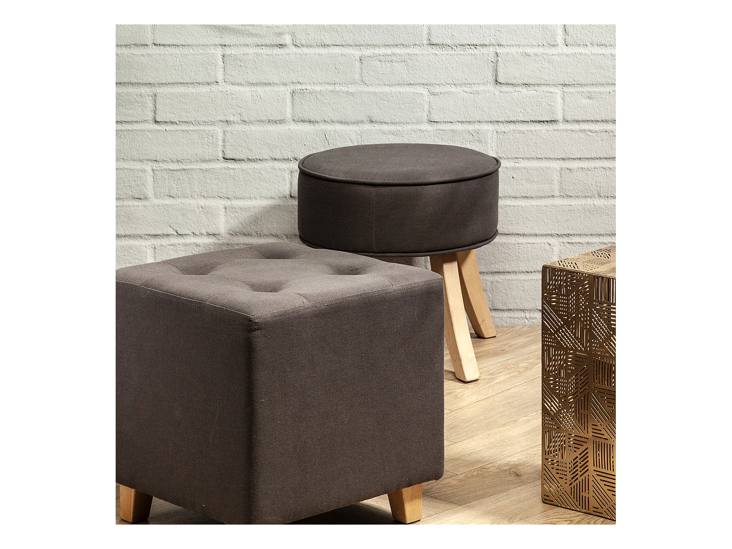 Pouf Carre Hippolyte Gris Gris