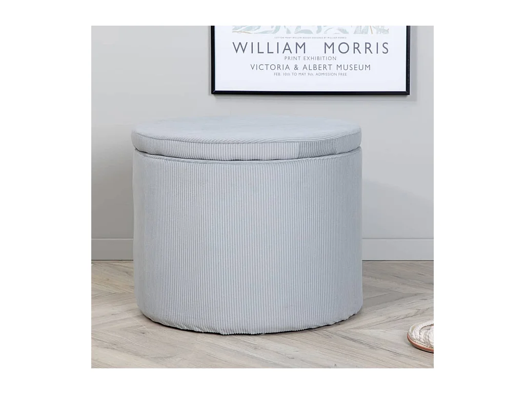 Pouf Dunken 51x51x43 cm Velours côtelé Gris