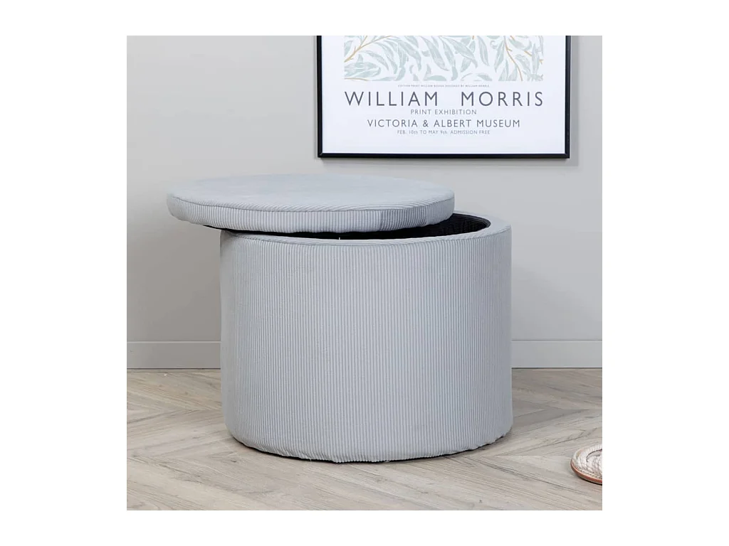 Pouf Dunken 51x51x43 cm Velours côtelé Gris