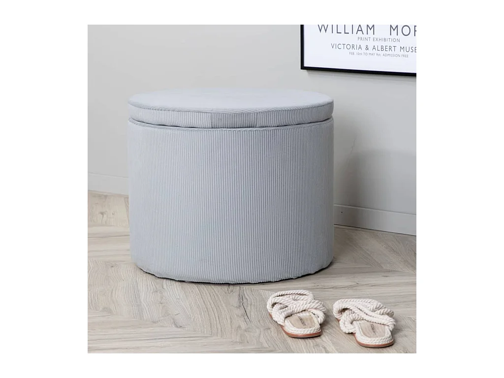 Pouf Dunken 51x51x43 cm Velours côtelé Gris