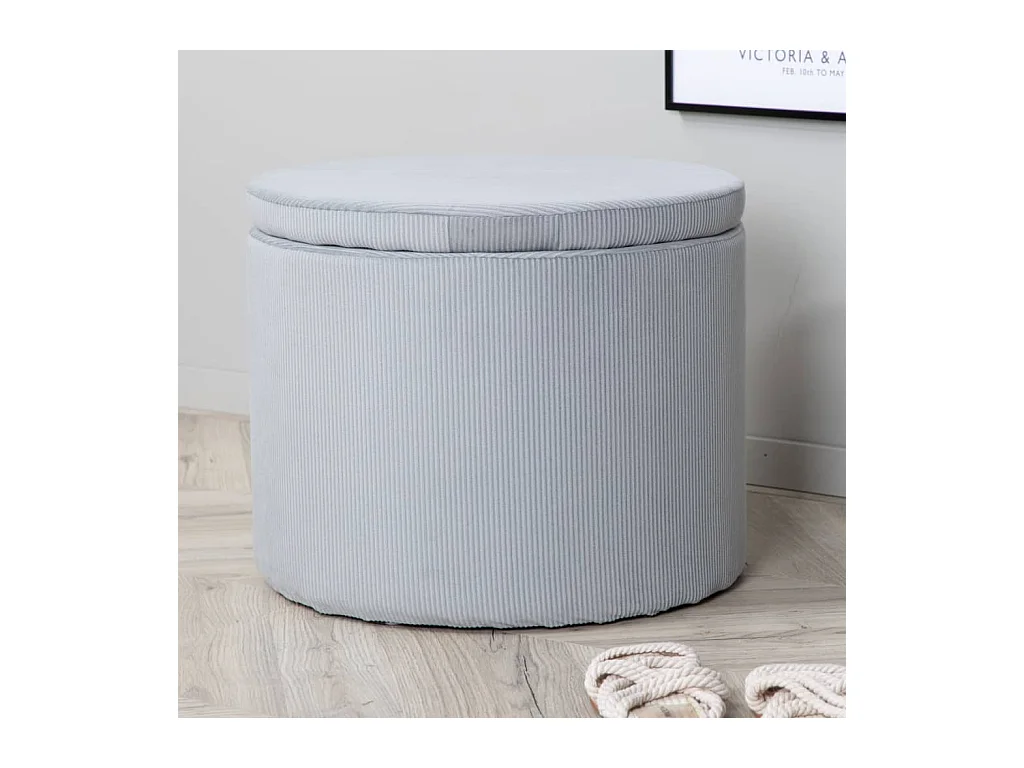 Pouf Dunken 51x51x43 cm Velours côtelé Gris