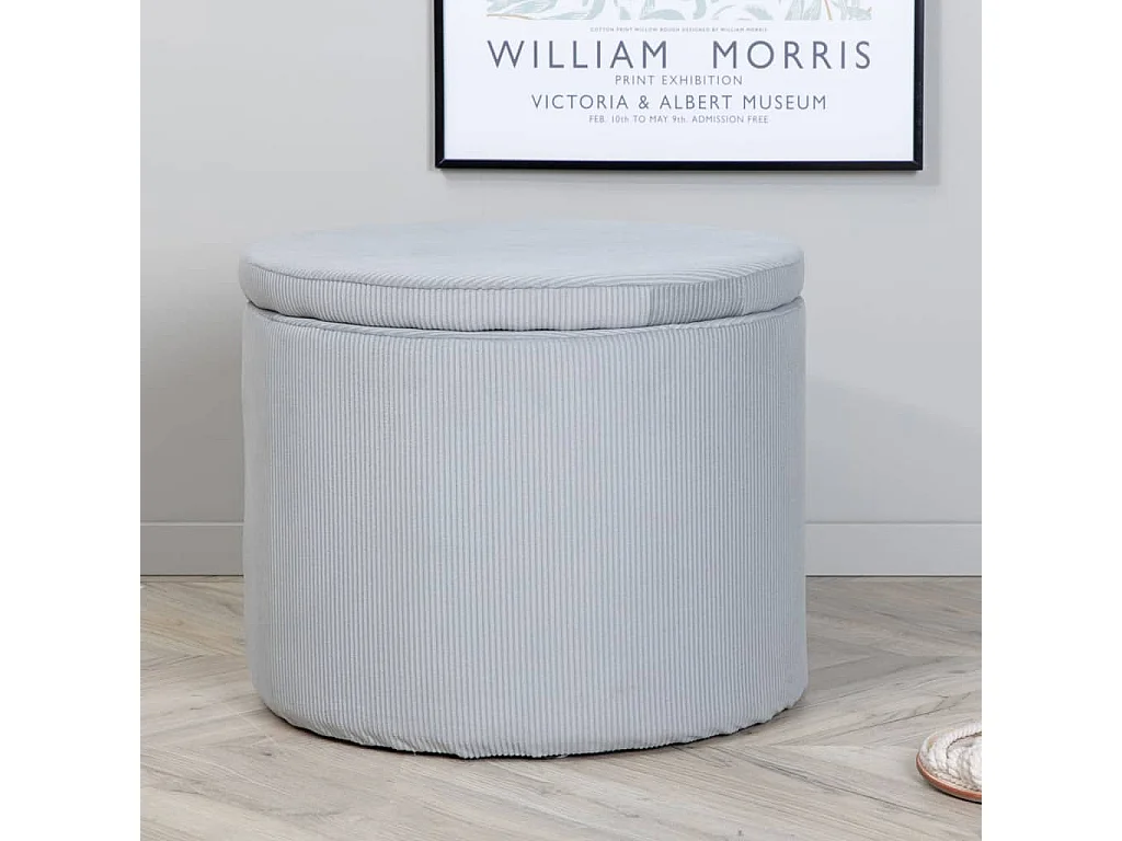 Pouf Dunken 51x51x43 cm Velours côtelé Gris