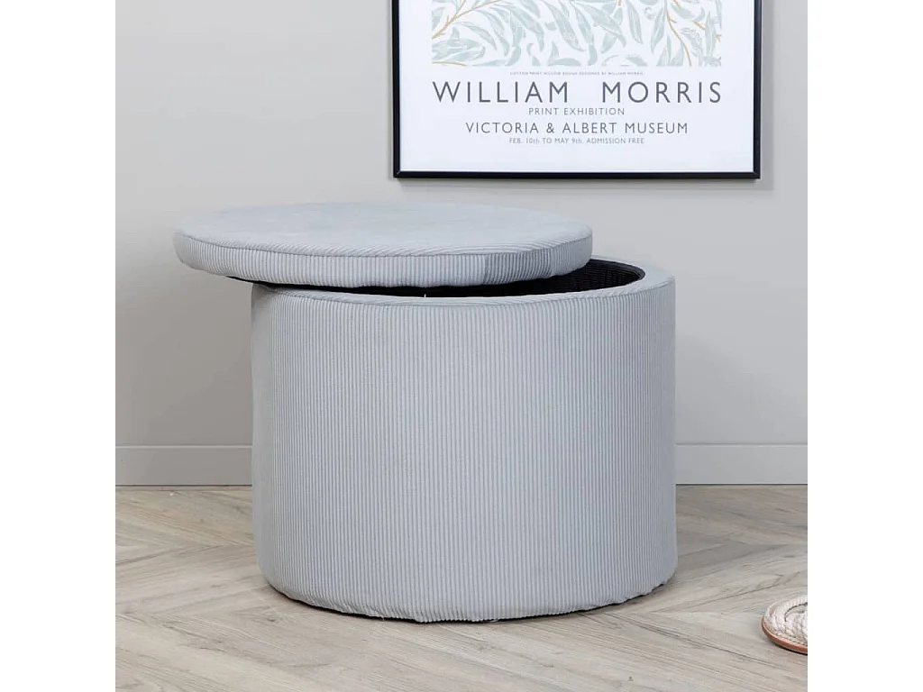 Pouf Dunken 51x51x43 cm Velours côtelé Gris