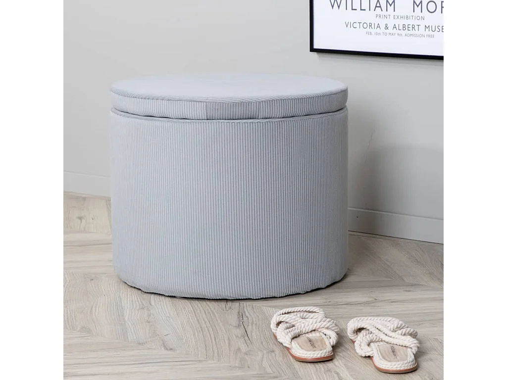 Pouf Dunken 51x51x43 cm Velours côtelé Gris