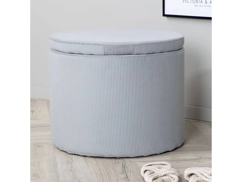 Pouf Dunken 51x51x43 cm Velours côtelé Gris