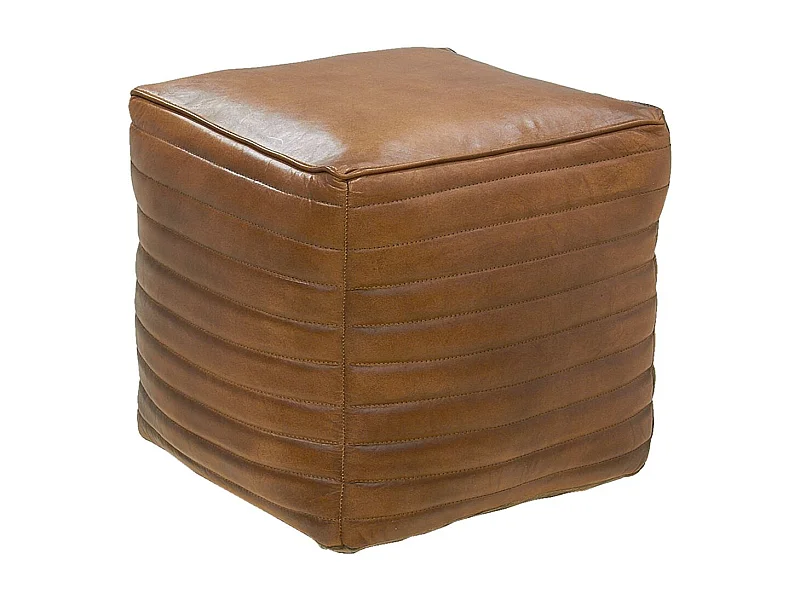 Pouf a cubo in pelle