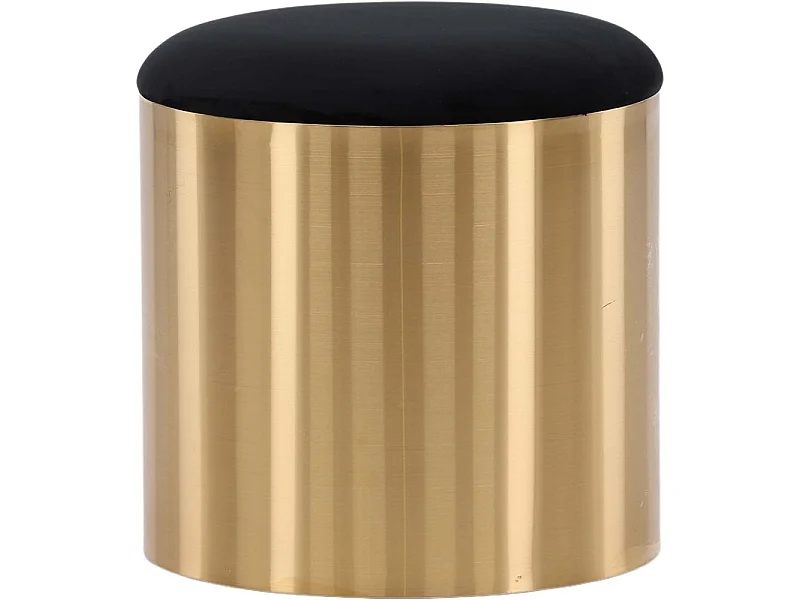 Pouf Rond Design "Puff" 46cm Noir & Or