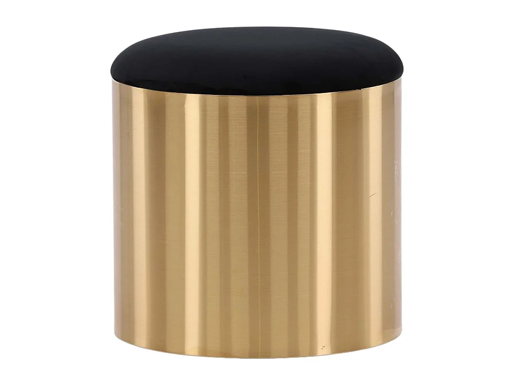 Pouf Rond Design "Puff" 46cm Noir & Or