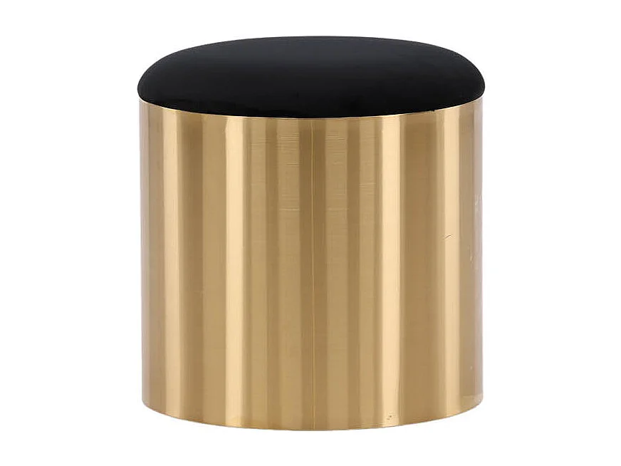 Puffpouf ,repose-pieds Ø45cm velours noir, laiton.