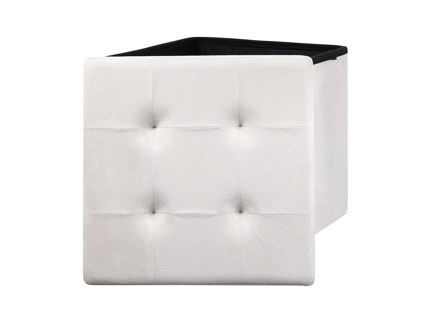 Pouf pieghevole in pelle scamosciata con seduta imbottita