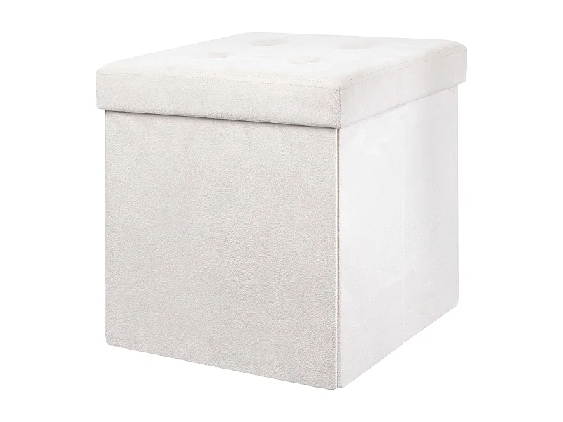 Coffre Pouf Pliable Suedine Beige Beige