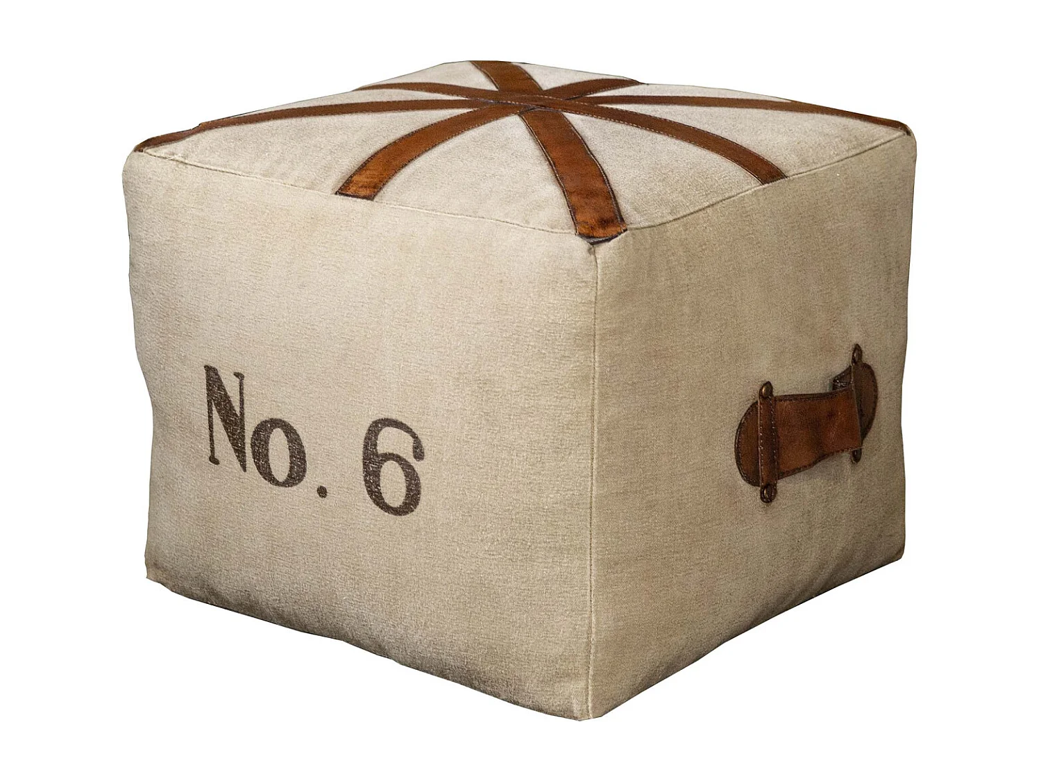 Pouf en tissu et cuir avec drapeau anglais