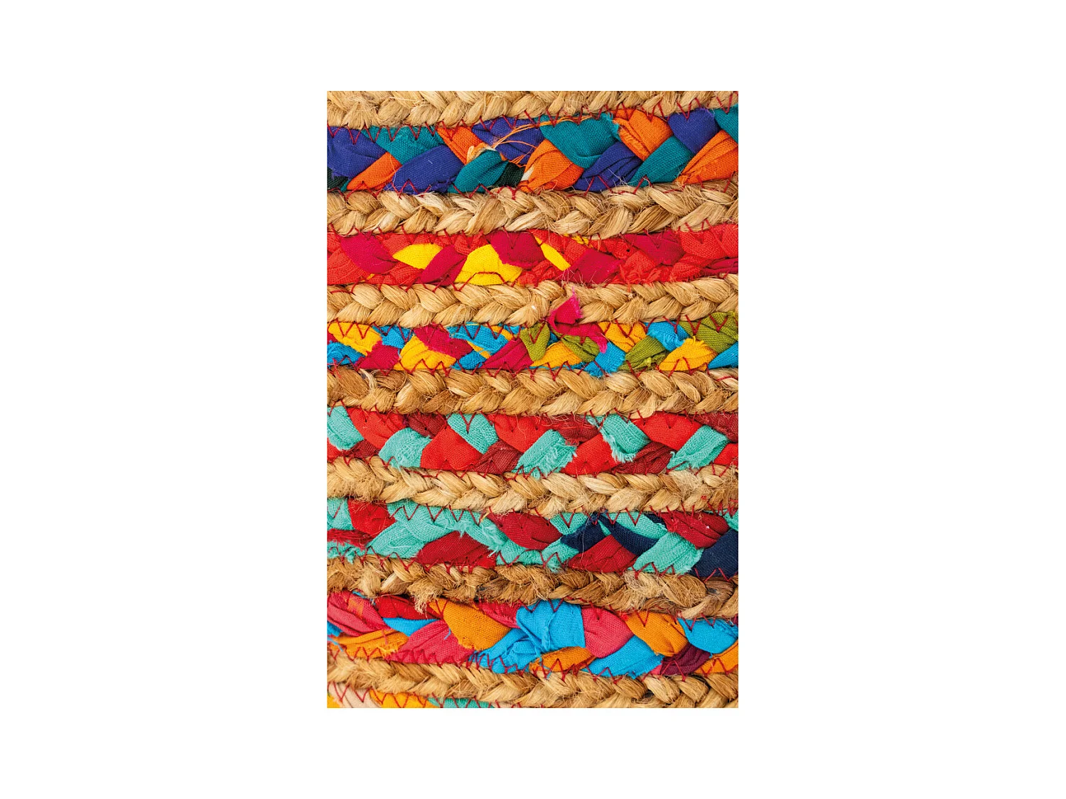 Pouf en coton et jute multicolore