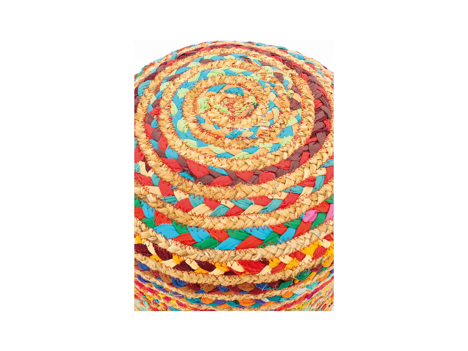 Pouf en coton et jute multicolore