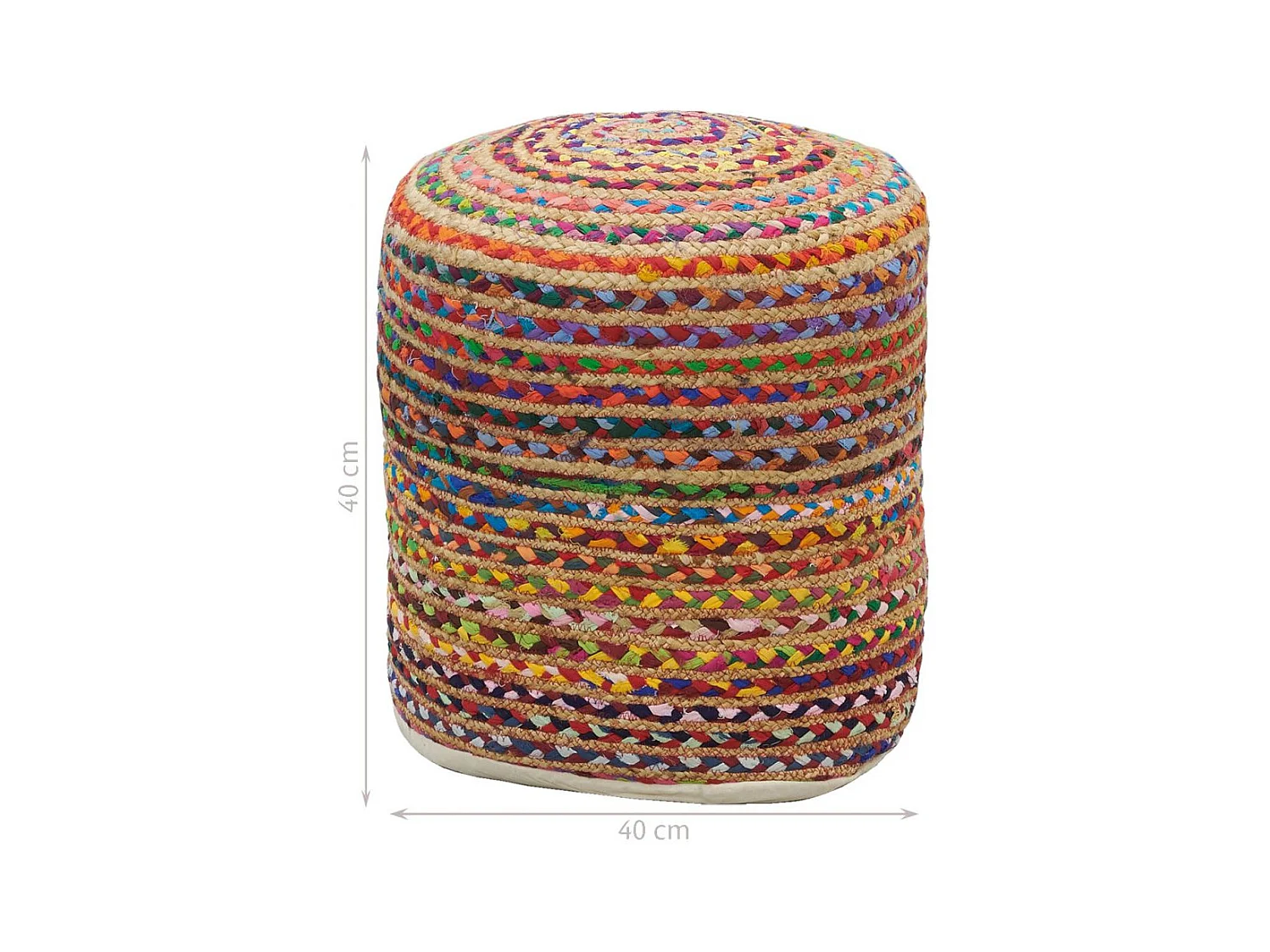 Pouf en coton et jute multicolore