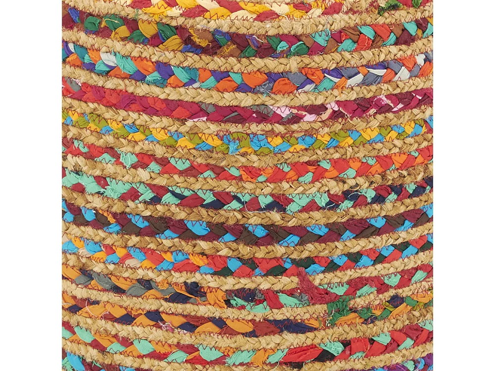 Pouf en coton et jute multicolore