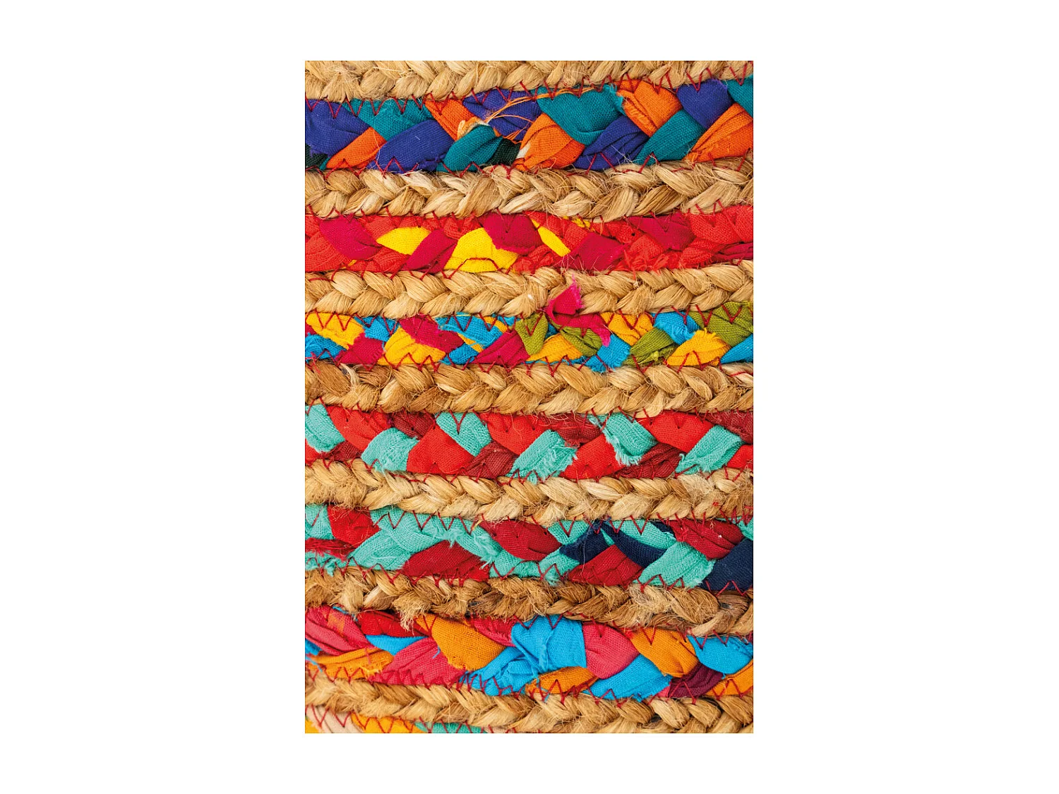 Pouf en coton et jute multicolore