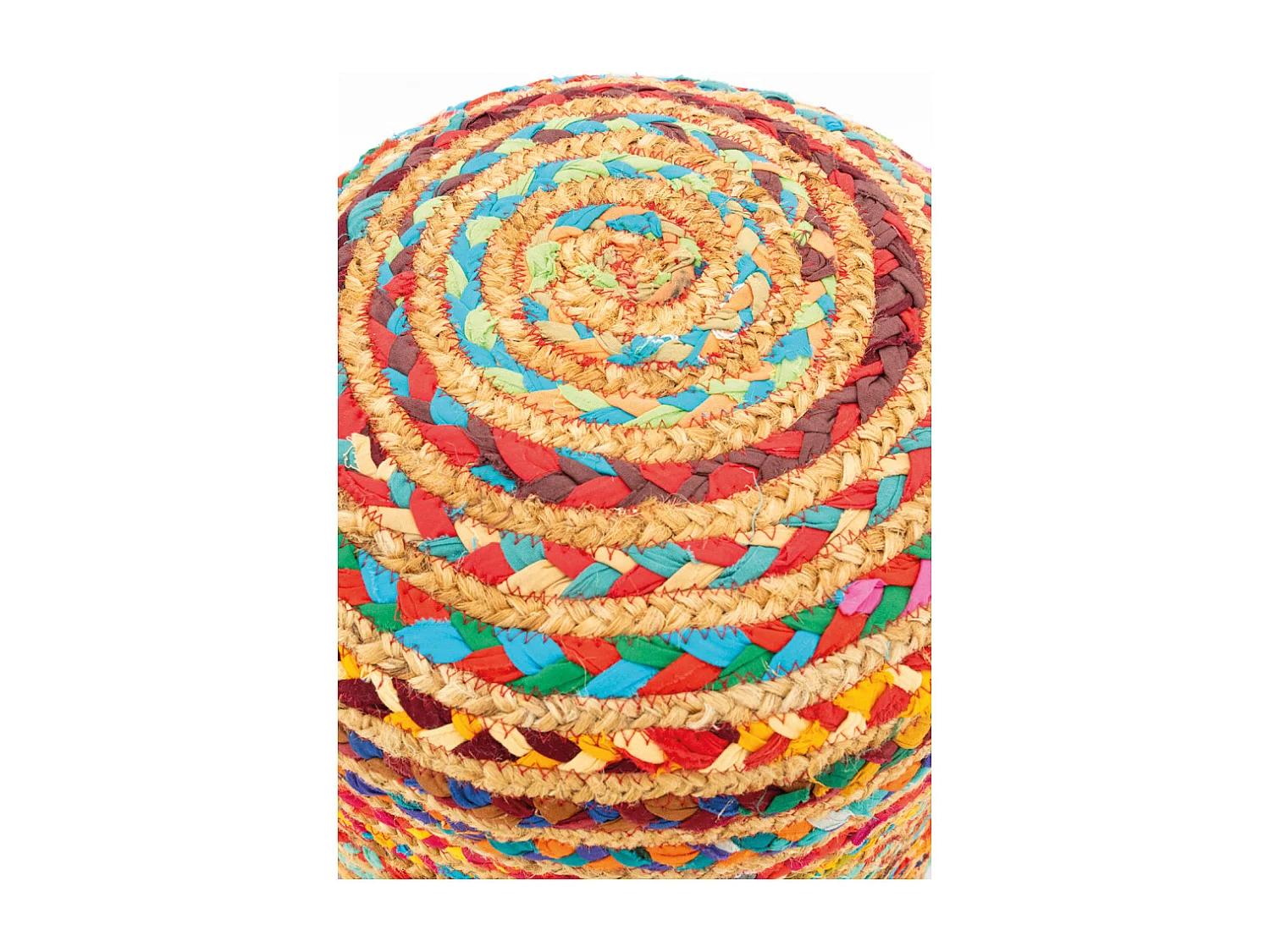 Pouf en coton et jute multicolore