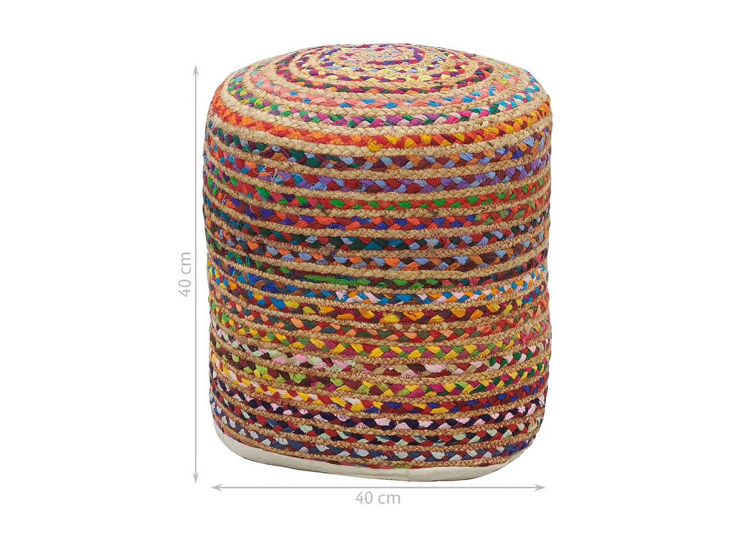 Pouf en coton et jute multicolore
