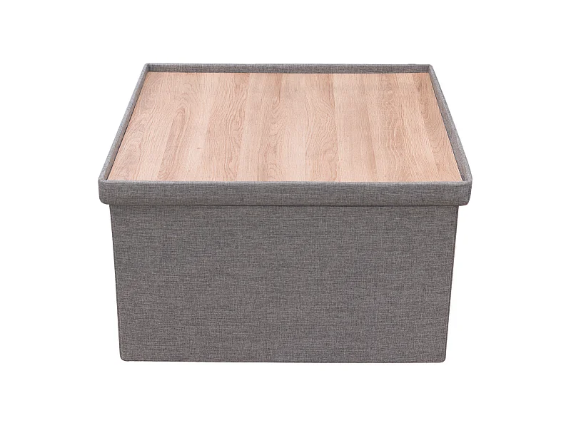 Coffre Pouf Pliable Table Tissu Gris 76x76cm Gris