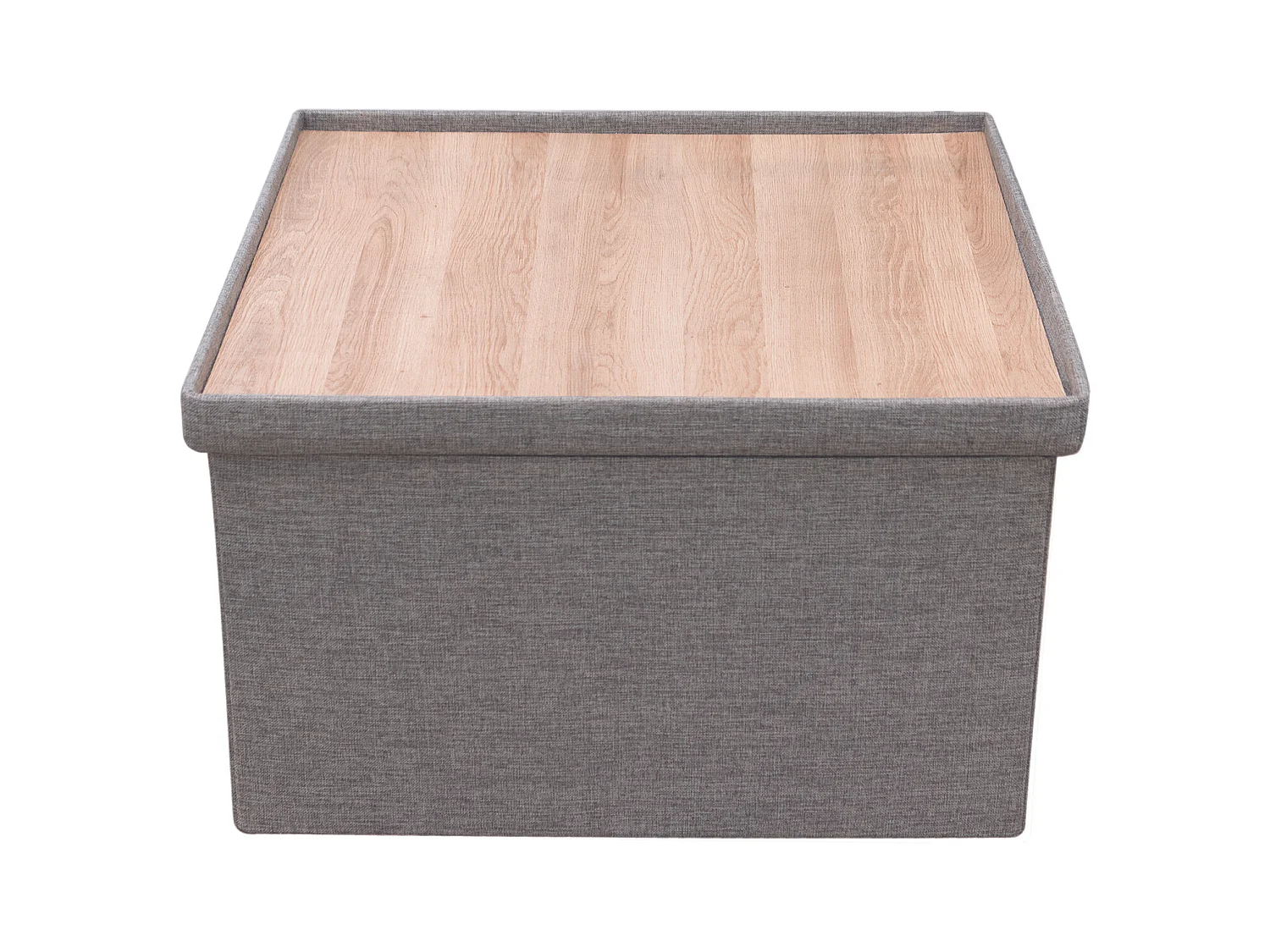 Coffre Pouf Pliable Table Tissu Gris 76x76cm Gris