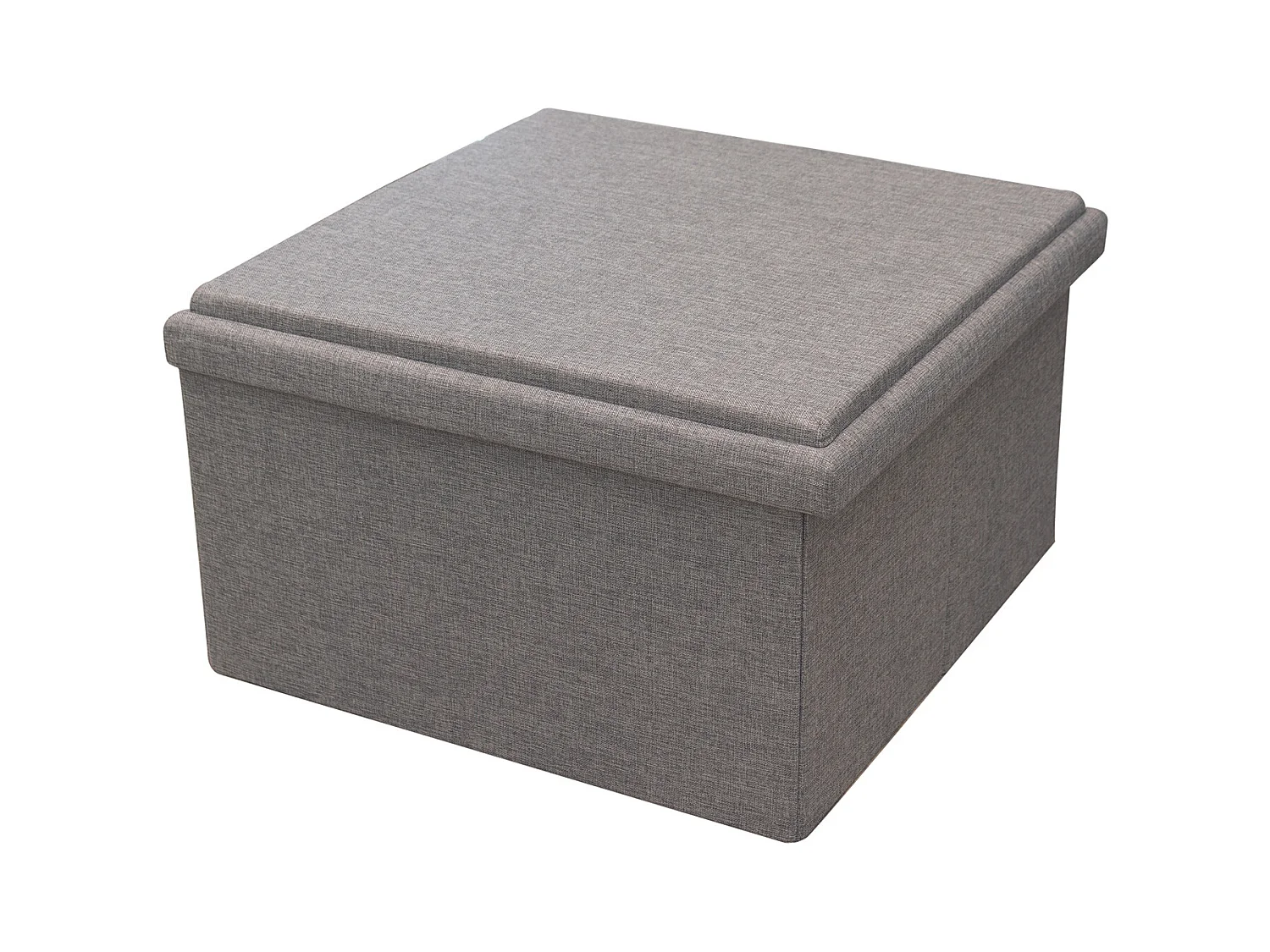 Coffre Pouf Pliable Table Tissu Gris 76x76cm Gris