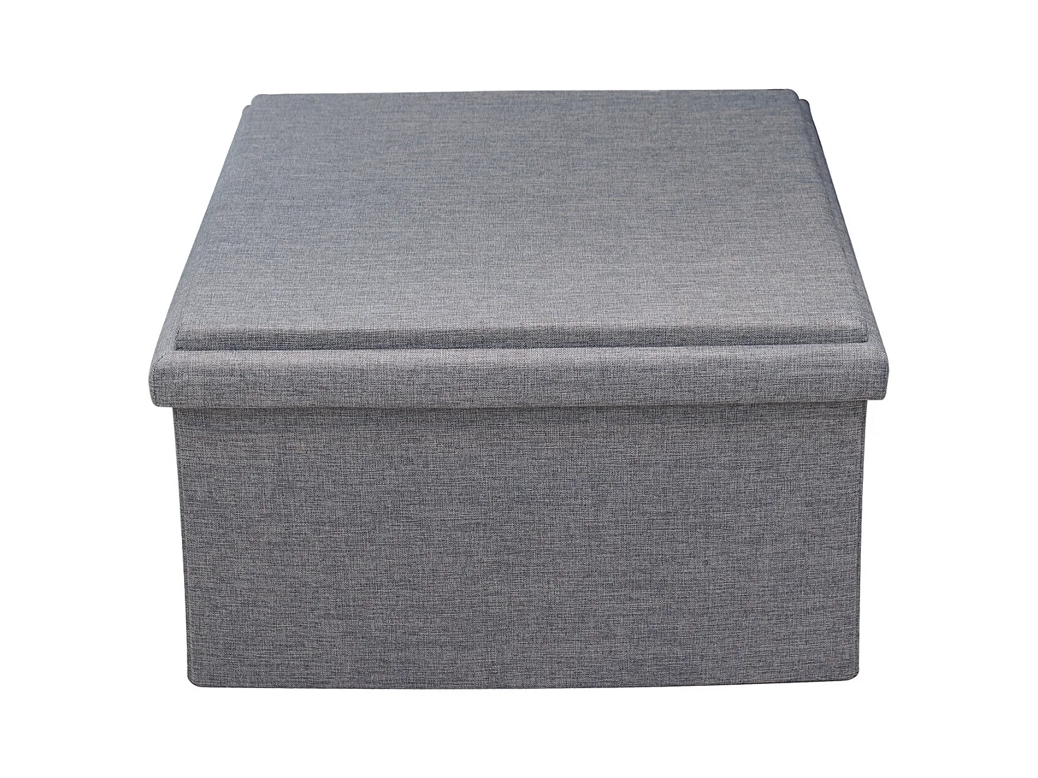 Coffre Pouf Pliable Table Tissu Gris 76x76cm Gris