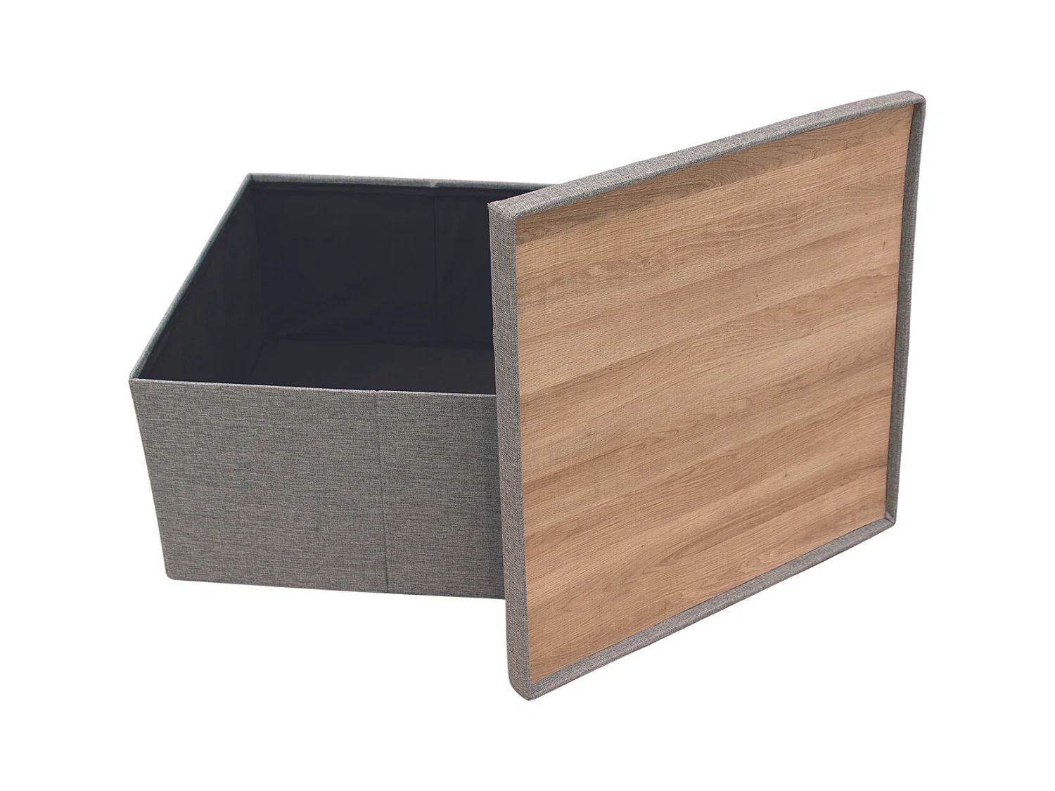 Coffre Pouf Pliable Table Tissu Gris 76x76cm Gris