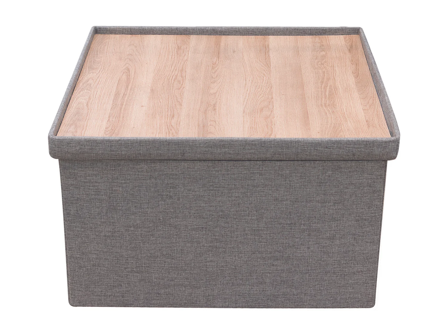 Coffre Pouf Pliable Table Tissu Gris 76x76cm Gris